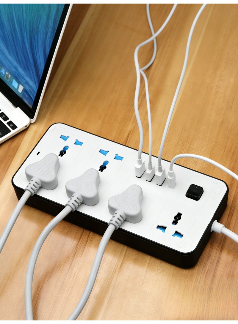 5M تمديد الحبل حامي قطاع الطاقة مع 6 منافذ ، 3 منافذ USB-A ، 1 منفذ USB-C ، قابس مسطح ، قابل للتركيب على الحائط ، مكتب USB محطة شحن ، مثالية لجميع الأجهزة الإلكترونية - Image 3